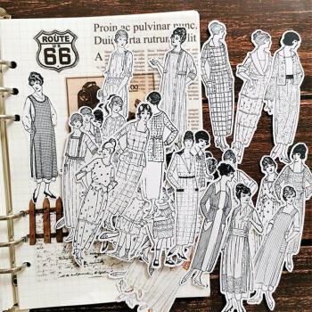 Set de 54 Pegatinas Vintage en Blanco y Negro para Álbumes y Scrapbooking