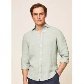 Hombre Lino Fit Verde Hackett Shirt Duck Egg