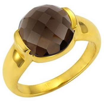 Jamelli Damen Fingerring 925 Silber vergoldet mit Rauchquarz 12mm