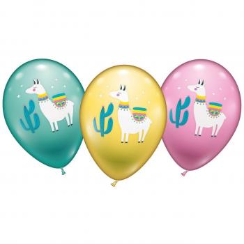 Karaloon 30077 6 Lama-Ballons, Durchmesser 30 cm, bunt