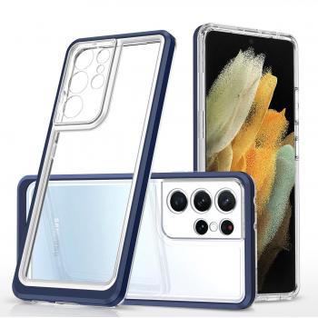 Custodia 3‑in‑1 trasparente Blu con Frame Gel per Samsung Galaxy S22 Ultra (Hurtel)