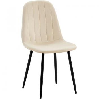Silla de Comedor Terciopelo Crema con Diseño Moderno