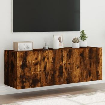 VidaXL Wall-Mounted TV Cabinet with LED Lights, Smoked Oak, 2 Units, 60x35x41 cm