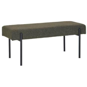 Banc Moderne 2 Places Tissu Bouclé Vert Foncé et Pieds en Métal Noir