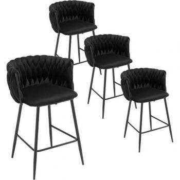 Siège de cuisine en velours noir – Set 4