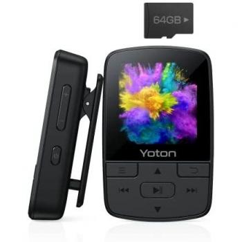 Yoton HiFi Sport MP3 Player Bluetooth 5.0 – 64 GB, FM Radio, Sprachaufzeichnung, Schrittzähler