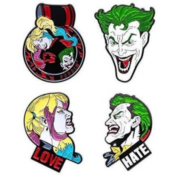 Pins DC Comics : 4 Pins Joker et Harley Quinn