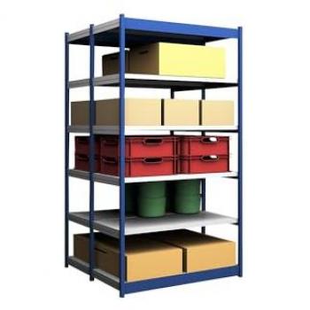 Hofe Stabil-Regal doppelseitig 2500 mm blau verzinkt 1325 x 600 mm