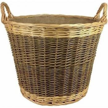 Brown Wicker Log Basket with Lining