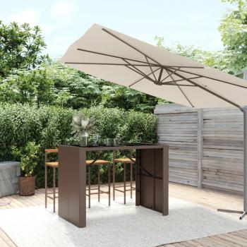Mesa de Bar em Vime PE Castanho com Tampo de Vidro 145x80x110 cm