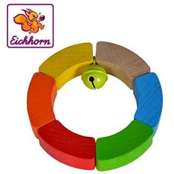 Hochet Géométrique Eichhorn – 3m+ Bois de Hêtre Coloré