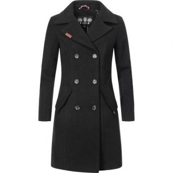 Marikoo Nanakoo Kurzmantel – Damen, XL, schwarz, Woll-Optik