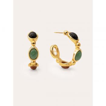 Pendientes de Mujer con Baño de Oro y Piedras Naturales