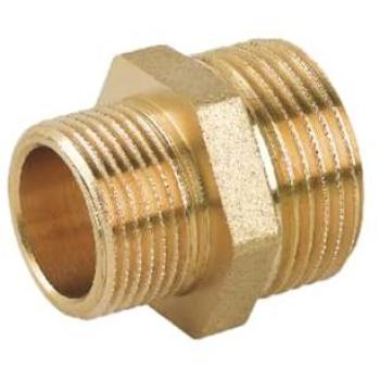 Nipple in ottone giallo a doppio ridotto 1/2 x 3/4