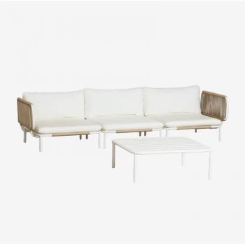 Sklum – Ensemble salon extérieur, 3 pièces + 2 fauteuils d’angle + table basse