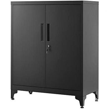 SONGMICS Deep Storage Garage Cabinet, Lockable, Black