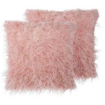 Cojines de Pelo Sintético Rosa 45 x 45 cm