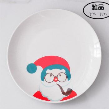 Plato de Cerámica Infantil “Santa y Muñeco de Nieve” – 8 Pulgadas