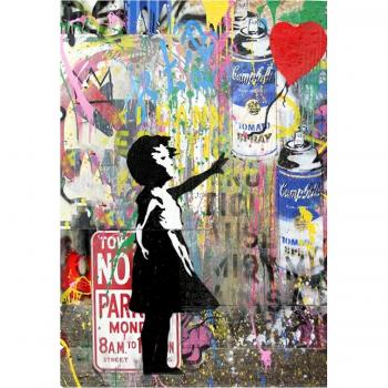 Puzzle en bois Jyshc 1000 pièces – Poster réplique de Banksy « Fille avec ballon »