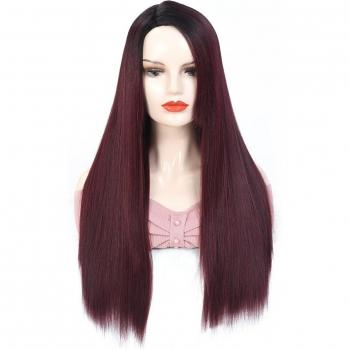 Long Straight Ombre Grey Synthetic Hair Wig – Lace Part, High Temperature Fibre, X‑Tress Bands