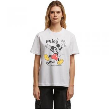 Merchcode T-shirt Donna Mickey Mouse Enjoy The Now Bianco