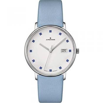 Junghans FORM Damen Blue Leather Strap Silver Dial 47/ Wristwatch