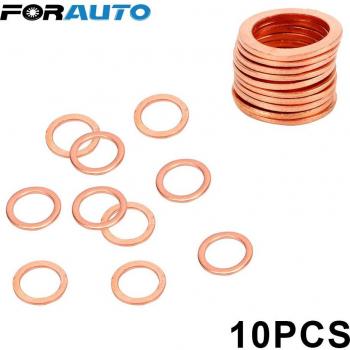 FORAUTO 10 Solid Copper Washers for Sump Plug Oil Seal 10x14x1mm