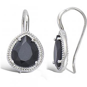 Pendientes 'Sappho' de Plata con Acabado Negro 22x11 mm
