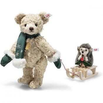 Steiff 25‑cm Bear & 9‑cm Hedgehog Combo – Official 007286