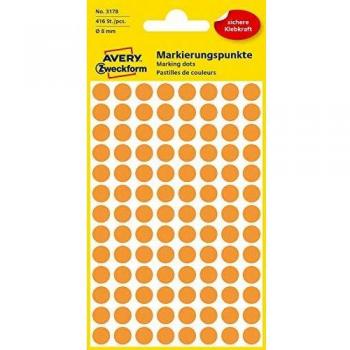 AVERY Zweckform 3178 Markierungspunkte Spezial Neonorange 4 Blatt à 104 Etiketten