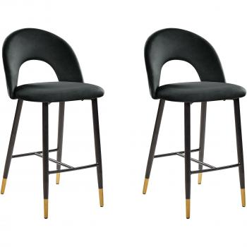 Lot de chaises de bar en velours noir FALTON