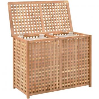 Coffre à linge en bois de noyer 2 compartiments 87,5 x 46 x 67 cm