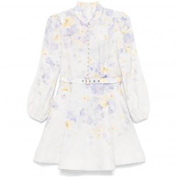 Floral Crush Mini Dress – Zimmermann S (Lilac, Multi‑Colour)