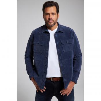 Camicia in pelle scamosciata blu uomo 6XL maniche lunghe colletto inglese JP1880