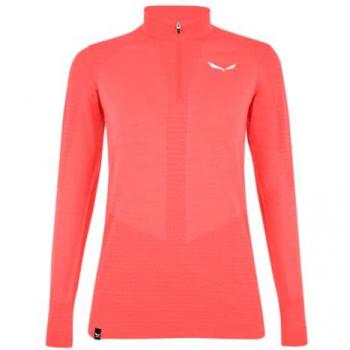 Maglia intima Salewa Zebru Alpine Wool Responsive Half Zip manica lunga rosa donna