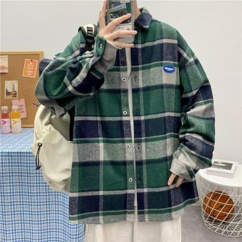 Manteau flanelle à carreaux homme vintage ample