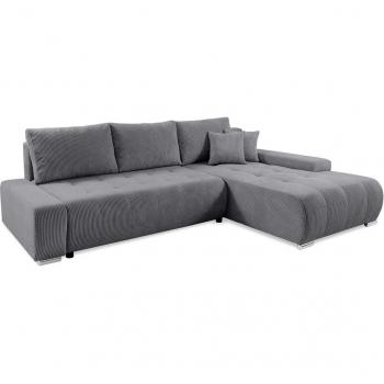 Canapé à coin convertible 4 places avec rangement, couleur gris