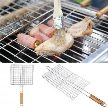 Cesta de barbacoa con soporte clip para asar al aire libre