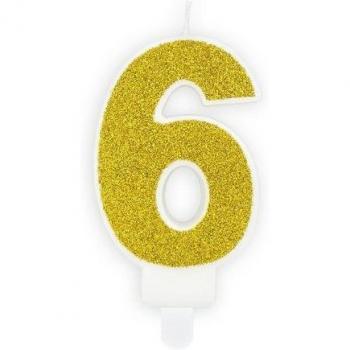 Bougie d'anniversaire en or, numéro 6