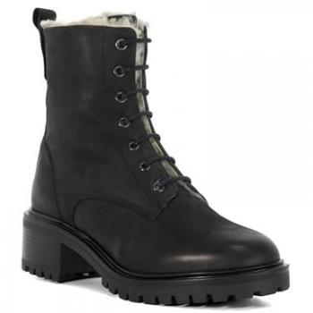 Dune London Paniz Noir, Botte à Talon Moyen et Bloc, À Lacets