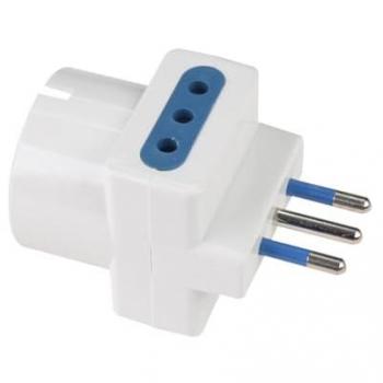Adattatore Multipresa da Viaggio 10A con 2 Prese Schuko e 1 Presa Universale 250V Max 1500W Bianco