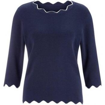 Classic 3/4-Ärmel-Pullover (unifarben gemustert)