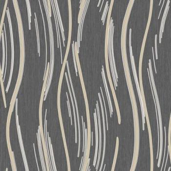 Schwarzgoldene Wellen – Glänzende Tapete 10 m × 53 cm