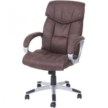 Sedia di Lavoro su Ruota con Effetto Scamosciato Marrone Vintage 040001806