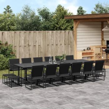 Set Tavolo e Sedie da Giardino 17 pz Nero in Textilene