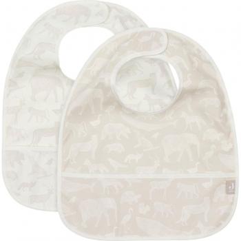 Jollein Lot de bavoirs plastifiés Animaux Nougat