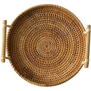 Rattan Serving Basket for Breakfast and Dinner (8.7 Inches)