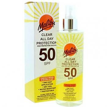 Malibu Sun SPF 50 Clear Spray Sunscreen, High Protection, Dry Feel, Water 250ml