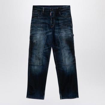 Dsquared2 Men's Slim-Fit Jeans in Washed Denim, Navy Blue, Size 48 (M)