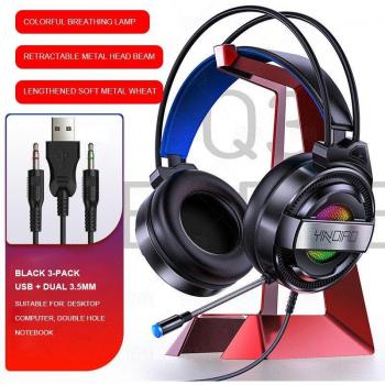 Q3 Gamer-Kopfhörer 7.1-Surround-Audio RGB-Beleuchtung Mit Mikrofon Zweifache 3,5mm-Anschlüsse